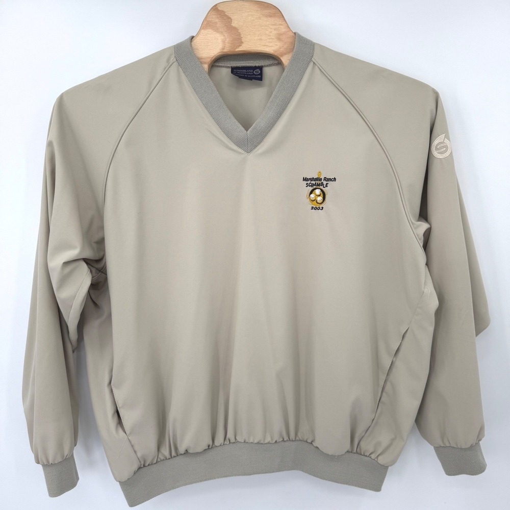 Sunderland of Scotland WindBreaker Mens XL Tan Golf Pullover Marshallia Ranch